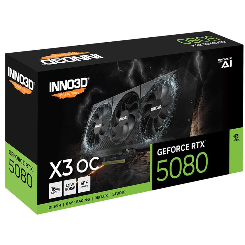 Load image into Gallery viewer, Inno3d n50803-16d7x-17603930 geforce rtx 5080 x3 oc, atx, 16gb, gddr7, 256-bit, 960gb s, pcie5, 360w
