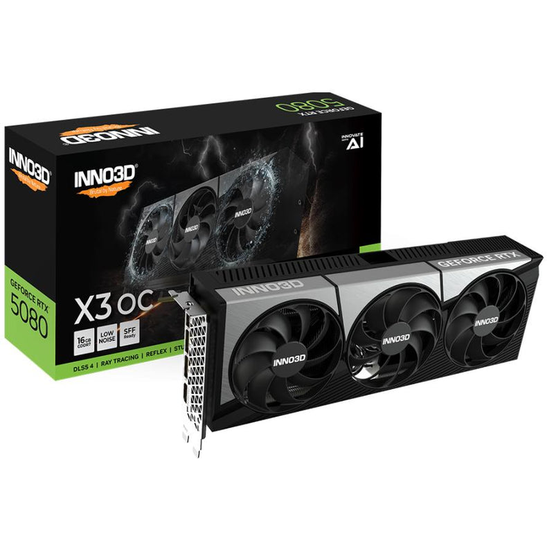 Load image into Gallery viewer, Inno3d n50803-16d7x-17603930 geforce rtx 5080 x3 oc, atx, 16gb, gddr7, 256-bit, 960gb s, pcie5, 360w
