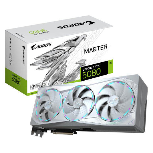 Gigabyte aorus geforce rtx 5080 master ice 16g grafische kaart (3x displayport, 1x hdmi)