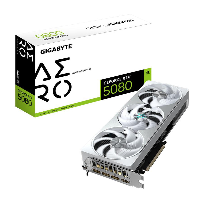 Load image into Gallery viewer, Gigabyte gv-n5080aero oc-16gd geforce rtx 5080 aero oc sff 16g , 16gb, gddr7, 256bit, pcie 5.0
