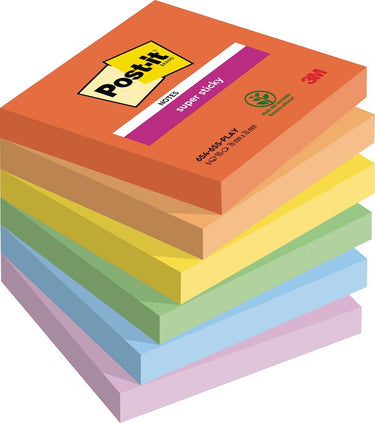 Post-it super sticky super sticky notes post-it 76 x 76 mm 90 vellen playful kleurenassortiment