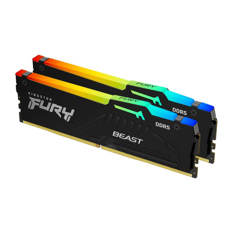 Load image into Gallery viewer, Kingston kf560c30bbeak2-64 technology fury beast ddr5 kit of 2, 64 gb, dimm, 6000 mhz, cl30, rgb
