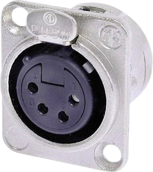 Neutrik nc4fd-l-1 xlr-connector flensbus, contacten recht aantal polen: 4 zilver 1 stuk(s)