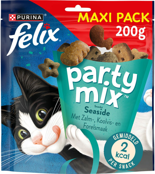 Felix party mix seaside - kattensnacks - kattensnoepjes - zalm koolvis forel- 5 x 200 g
