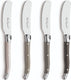 Lou laguiole – 4-delige botermessenset – in houten kistje - mix van authentieke kleuren (peper, grijs, parelmoer, taupe) – 16 cm – vaatwasmachinebestendig - botermesje