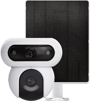 Ezviz hb90 + 8w zonnepaneel 2k+2k(8mp) dual lenzen 360° beveiligingscamera voor buiten wifi draadloos - personen voertuigdetectie - automatische volgfunctie - geen maandkosten