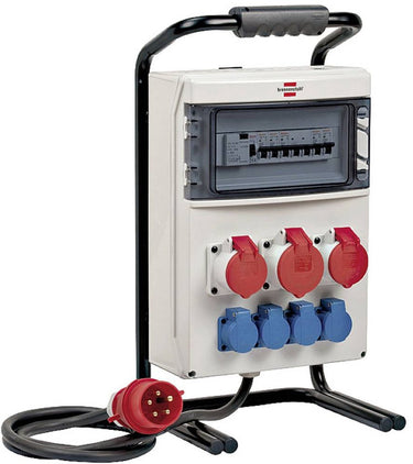 Brennenstuhl draagbare stroomverdeler verdeelblok (1x32a + 2x16a cee contactdozen, 2m kabel, voor gebruik op de bouwplaats en permanent gebruik buiten, met fi-stekker)