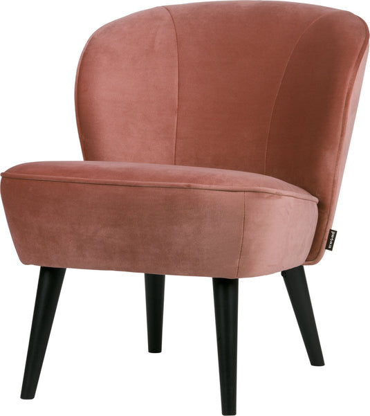Woood sara fauteuil - velvet - oud roze - 59x71x70