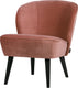 Woood sara fauteuil - velvet - oud roze - 59x71x70