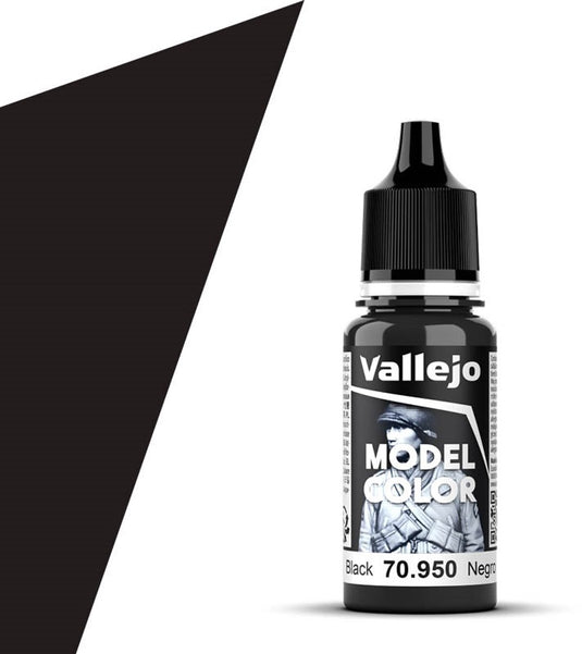 Vallejo hobbyverf acrylverf - 70950 model color black - acryl verf flesje - 18 ml