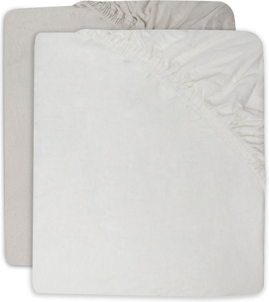 Jollein - baby hoeslaken jersey (ivory nougat) - katoen - hoeslaken wieg - 2 stuks - 60x120cm