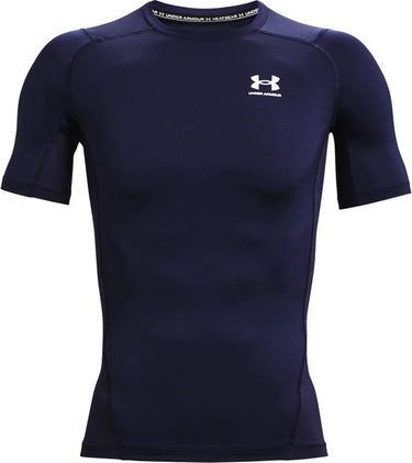 Under armour ua hg armour comp ss-blu heren sportshirt - midnight navy - wit