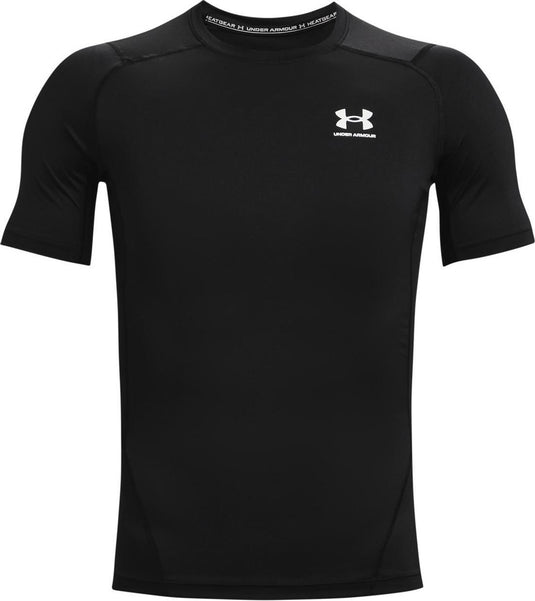 Under armour ua hg armour comp ss-blk heren sportshirt - zwart - wit