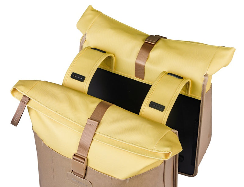 Load image into Gallery viewer, Basil dubbele fietstas vive 28-35l 14 x 30 x 38 cm - zand geel
