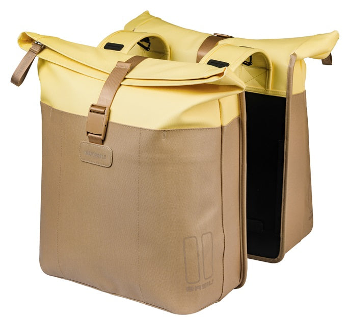 Load image into Gallery viewer, Basil dubbele fietstas vive 28-35l 14 x 30 x 38 cm - zand geel
