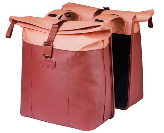 Basil dubbele fietstas vive 28-35l 14 x 30 x 38 cm - bordeaux roze