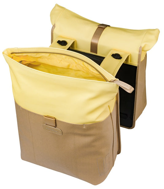 Basil dubbele fietstas vive mik 28-35l 14 x 30 x 38 cm - zand geel