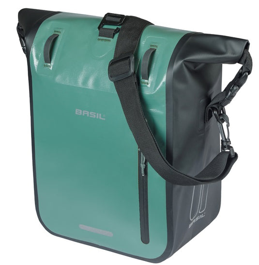 Basil enkele fietstas rivo m tarpaulin mik 12-15l 14 x 25 x 38 cm - groen zwart