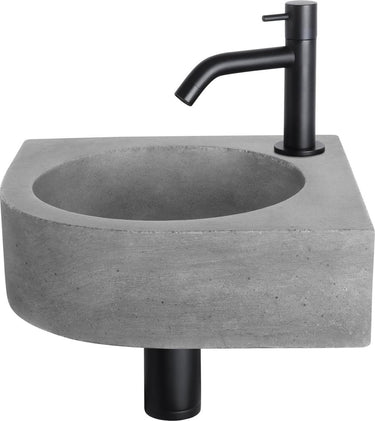 Differnz cleo fonteinset - 31.5x31.5x10cm - kraan gebogen mat zwart - beton donkergrijs