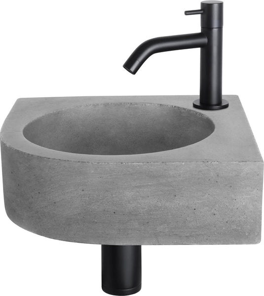 Differnz cleo fonteinset - 31.5x31.5x10cm - kraan gebogen mat zwart - beton donkergrijs