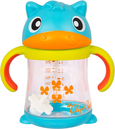 Playgro clip clop rietjesbeker met verzwaard rietje - antilek - bpa-vrij - vanaf 6 maanden - 240 ml - vaatwasserbestendig