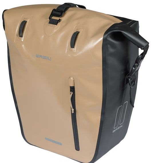 Basil enkele fietstas rivo l tarpaulin mik 25-31l 14 x 28 x 43 cm - zand zwart