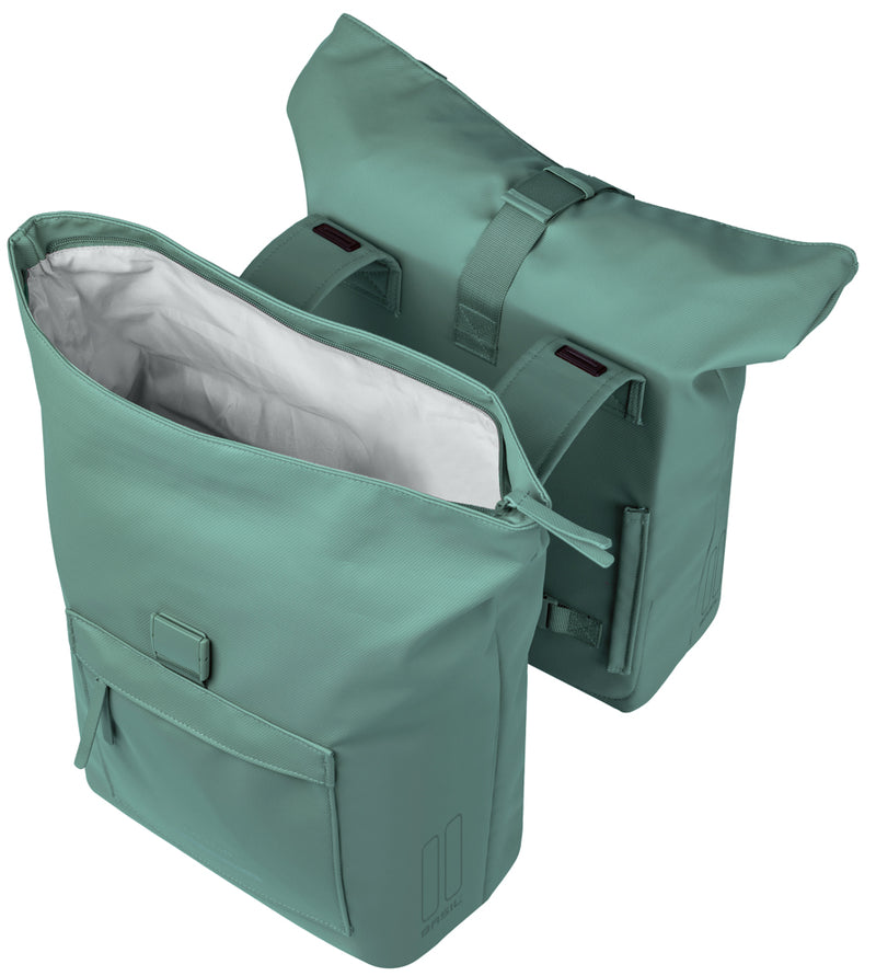 Load image into Gallery viewer, Basil dubbele fietstas brooklyn 41l 14 x 30 x 37 cm - groen
