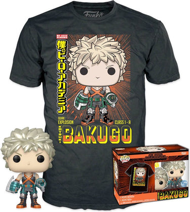 Funko my hero academia verzamelfiguur tshirt set -l- pop! tee box katsuki zwart