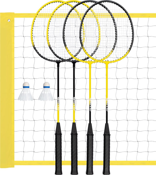Get go badminton set - 4 spelers - net ca. 60 x 400cm - hoogte verstelbaar