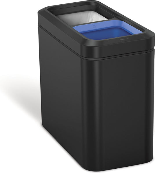 Simplehuman slanke open recyclebak - 20 liter (10 10) - zwart - roestvrij staal