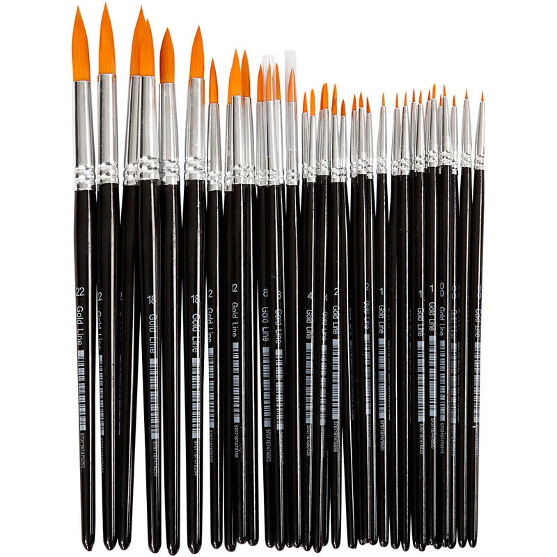 Load image into Gallery viewer, Creativ company https: www.cchobby.nl gold-line-penselen-afm-0-1-2-4-8-12-18-22-l-17-21-5-cm-b-1-7-mm-rond-36-stuk-1-doos

