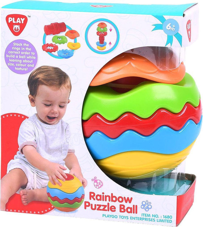 Load image into Gallery viewer, Playgo regenboog puzzelbal - 6dlg.
