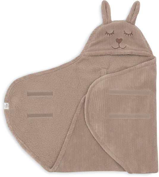 Jollein baby wikkeldeken - 100x105cm - bunny cloudy rib - milky coffee