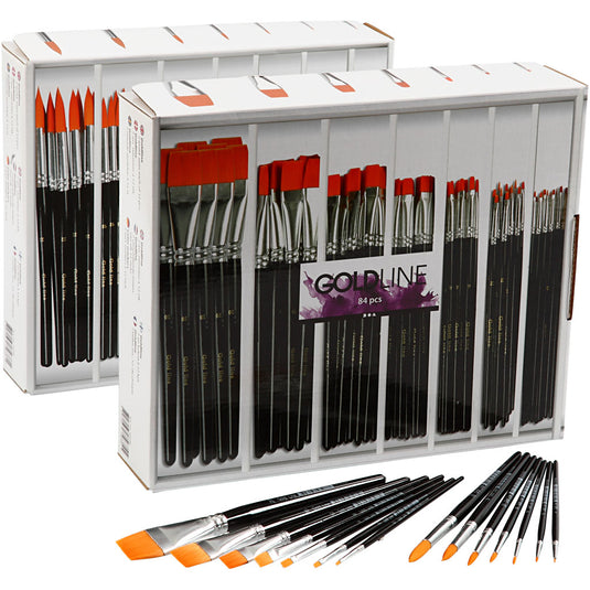 Creativ company gold line penselen, rond + plat, afm 1-22, b: 1-7 mm, 168 stuk 1 doos