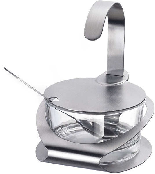 Westmark kaas- en suikerpot, met houder, deksel en lepel, 4-delig, inhoud: 150 ml, roestvrij staal glas, wien, zilver doorzichtig, 65112260