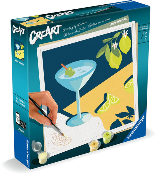 Ravensburger schilderen op nummer creatief pakket citroen canvas 20x20 cm.