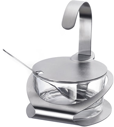 Westmark kaas- en suikerpot, met houder, deksel en lepel, 4-delig, inhoud: 150 ml, roestvrij staal glas, wien, zilver doorzichtig, 65112260