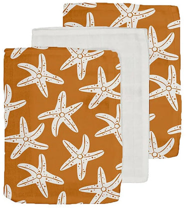 Swim essentials - washandje - oranje - zeesterrenprint