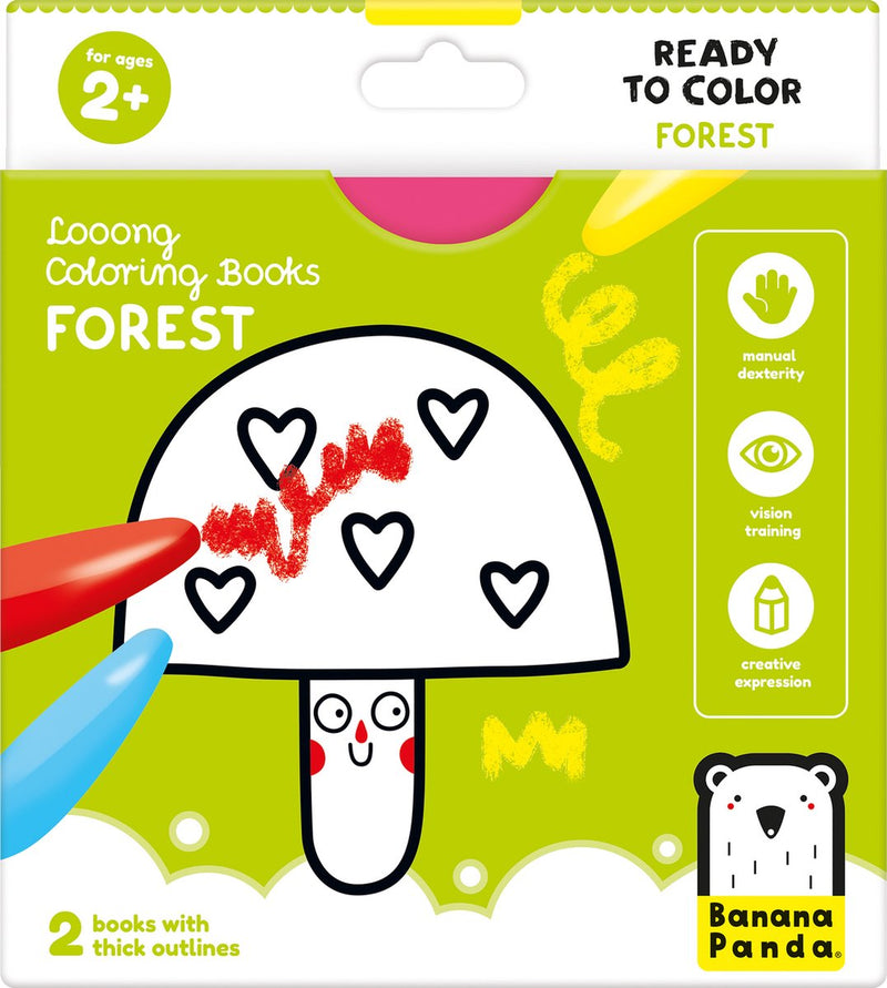 Load image into Gallery viewer, Banana panda - kleurboekje klaar om het bos te tekenen
