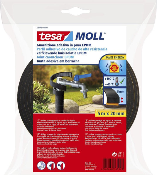 Tesa - moll - 05443 - buisisolatie - 20mmx5m - zwart