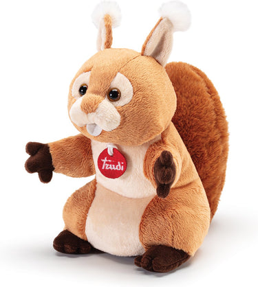 Trudi - puppets handpop eekhoorn 26 cm - handgemaakt in italie - zacht pluche - knuffeldier voor jongens en meisjes - bruin - 16,5x26x16 cm maat s