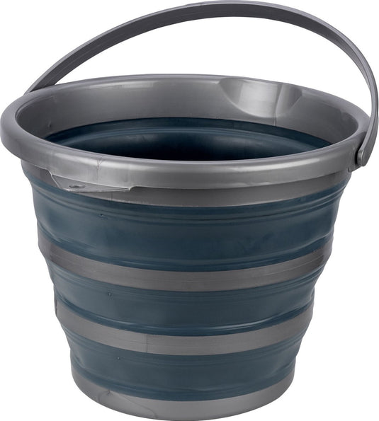 Abbey camp opvouwbare emmer - grijs - ca. 10 liter - met handvat - compact opvouwbaar