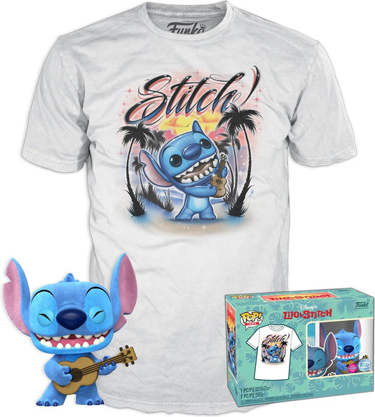 Funko pop tee! disney - stitch exclusive flocked edition - maat l