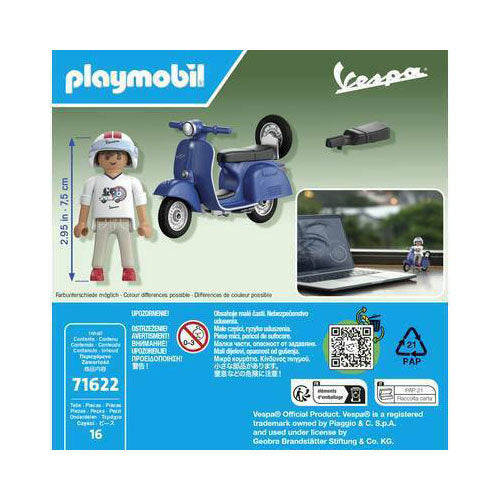 Load image into Gallery viewer, Playmobil 1969 vespa 150 sprint veloce blauw - 71623
