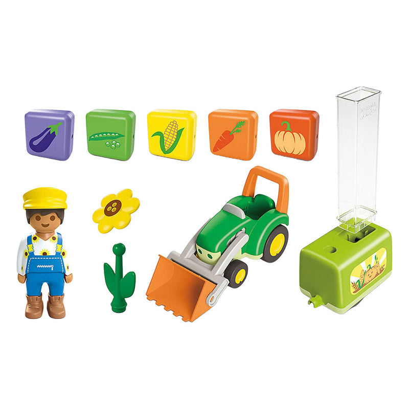 Load image into Gallery viewer, Playmobil junior tractor met laad- en lossysteem - 71773
