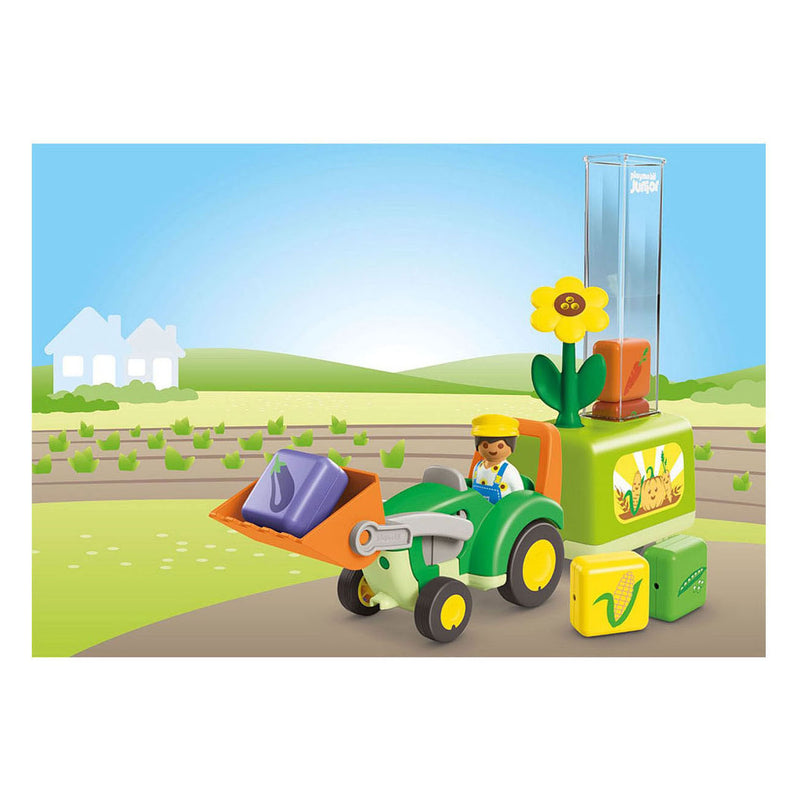 Load image into Gallery viewer, Playmobil junior tractor met laad- en lossysteem - 71773
