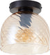 Brilliant casto - plafondlamp - e27 max 1x25w - glas - amber - zwart
