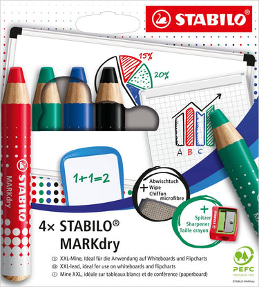 Stabilo whiteboard-marker markdry kleurenassort extra breed potloodpunt 5 stuks