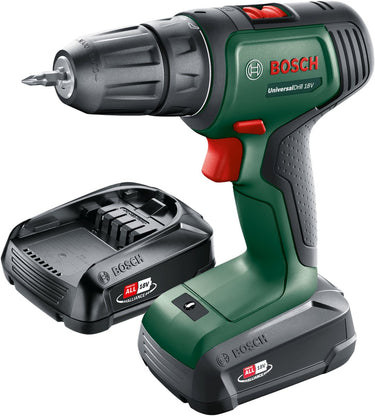 Bosch universaldrill 18 accuschroefboormachine - met 2x 18 v accu en lader - in koffer