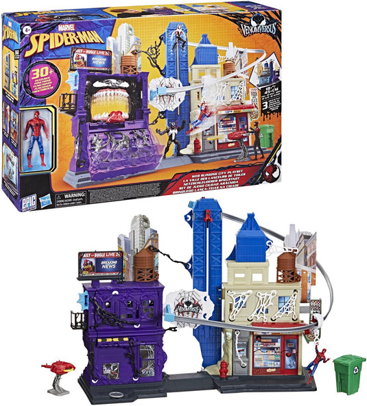 Marvel spider-man venomversus web slinging city, speelset voor kinderen, leeftijd 4+